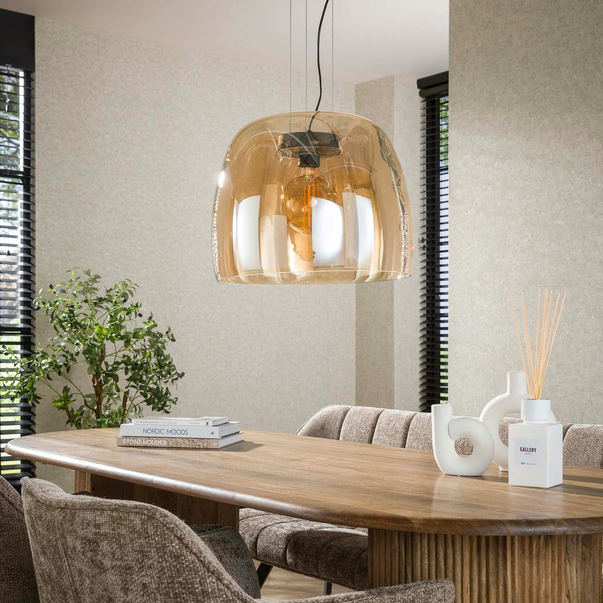 Suspension en verre ambré forme cloche 48 cm NIAGARA