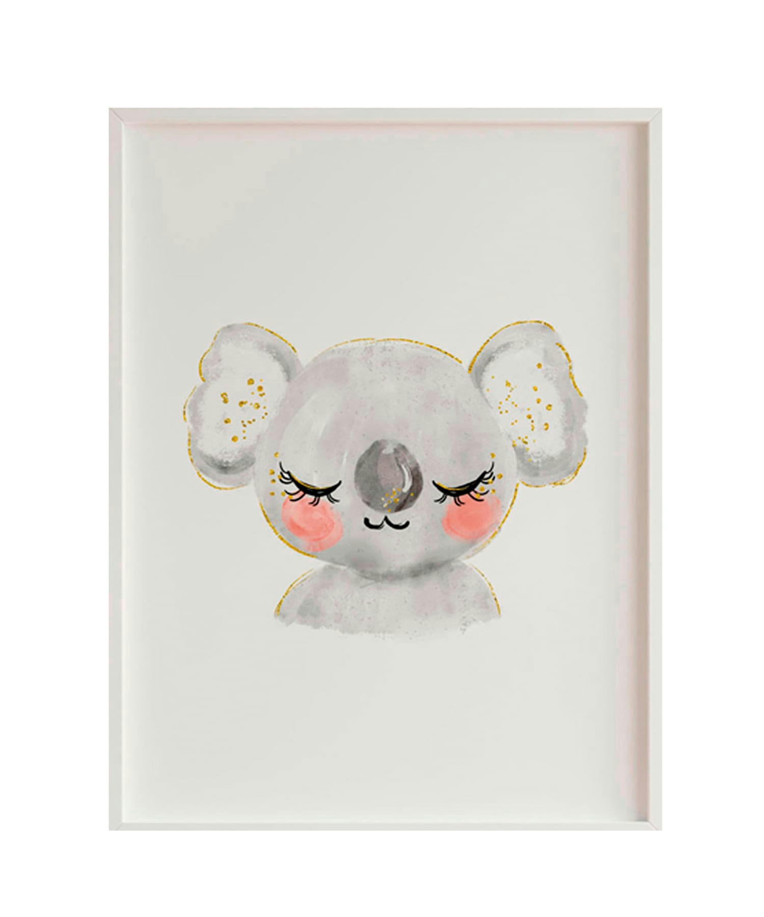 DECOWALL - Impression de koala encadrée en bois blanc 43X33 cm