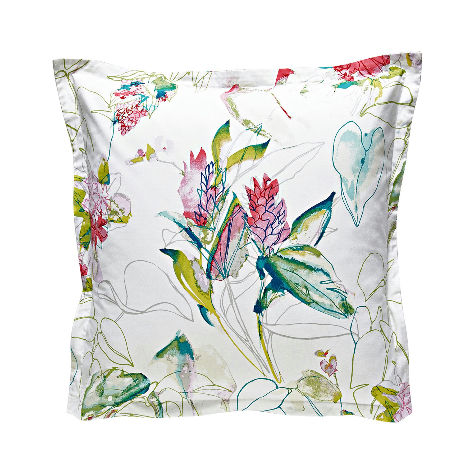 PLUIE D'ETE - Taie volant 50x70 multicolore en coton