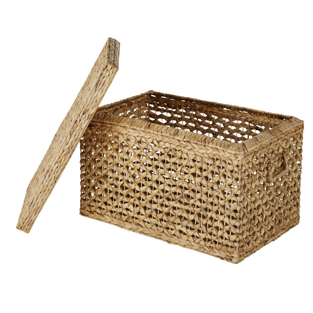 KAMIL - Malle en jacynthe d'eau tressée et métal