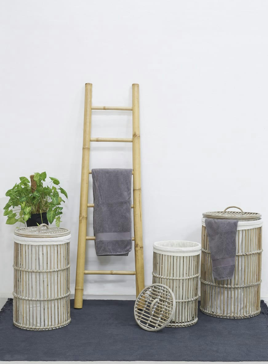 - Paniers à linge en poelet gris (lot de 3)