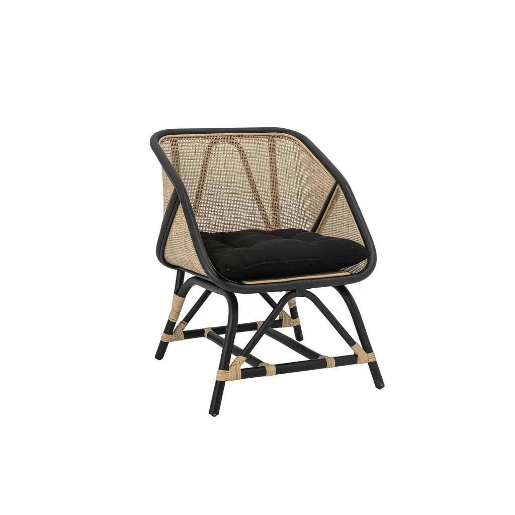 POLKA - Fauteuil en cannage noir et rotin