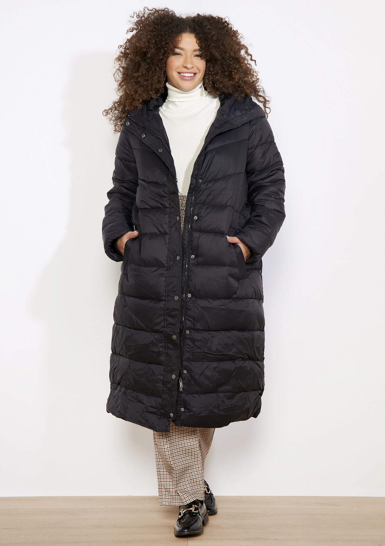 Lange gewatteerde jas