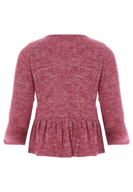 Younger Girls Burgundy Diamante Star Peplum Cosy Top