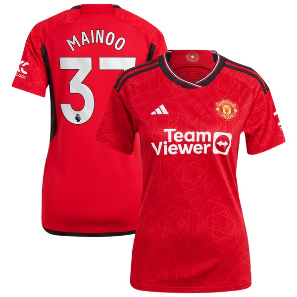 Kobbie Mainoo Manchester United adidas Women's 2023/24 Home Replica Player Jersey - Red/Green