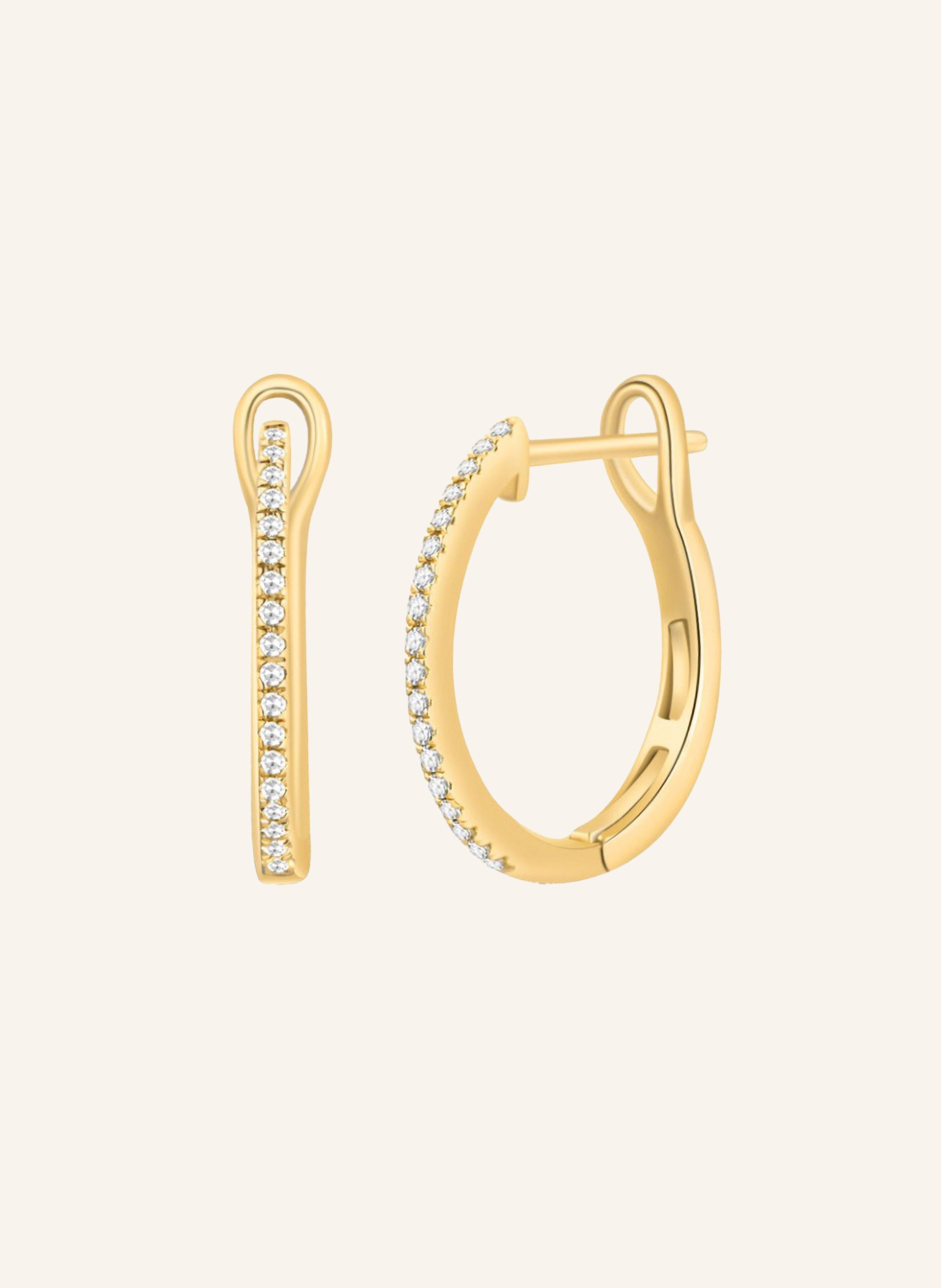 Leaf Creolen CIRCLE S aus 18 Karat Gelbgold mit Diamanten