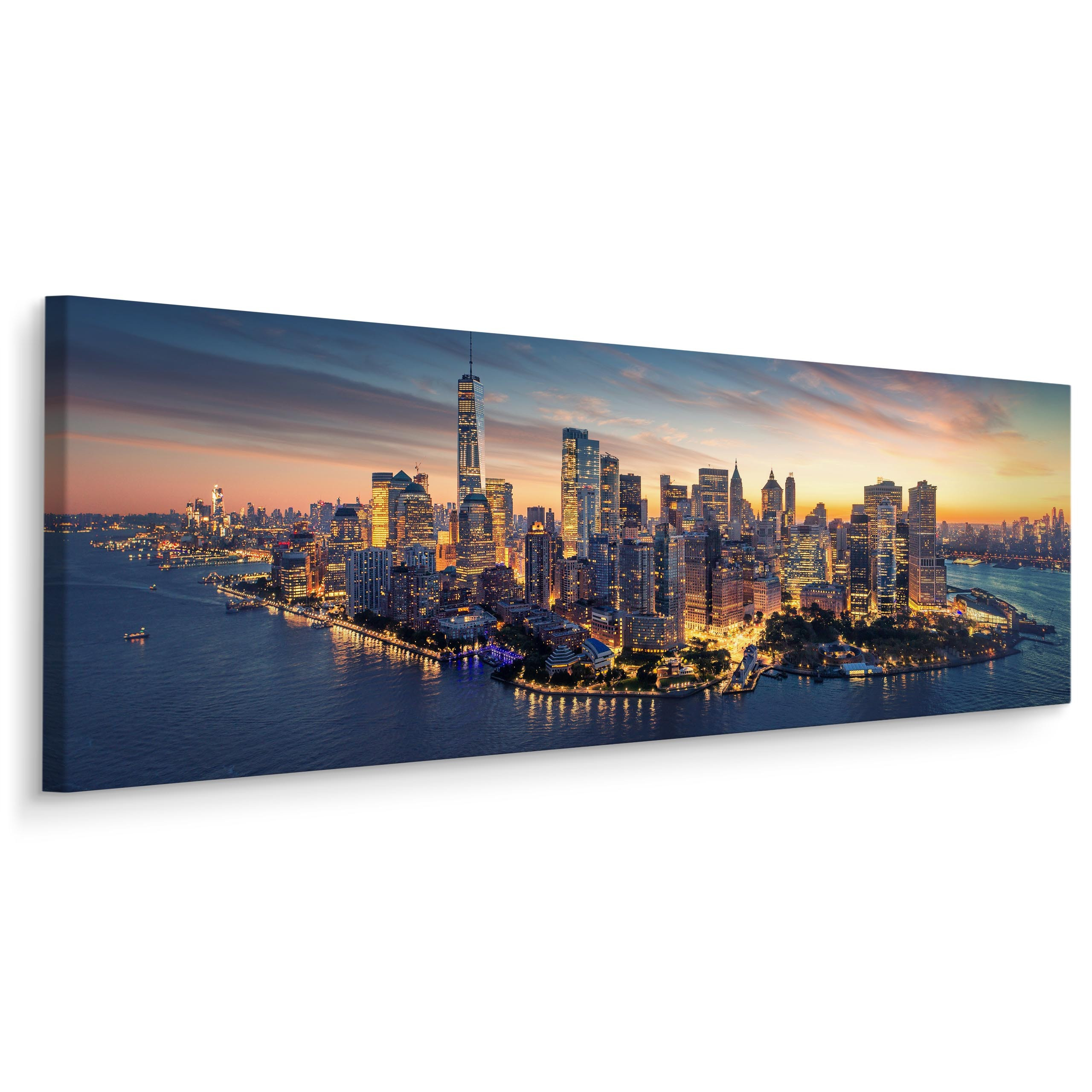 Obraz Panoramiczny Wieczorna Panorama Nowego Yorku 145x45cm