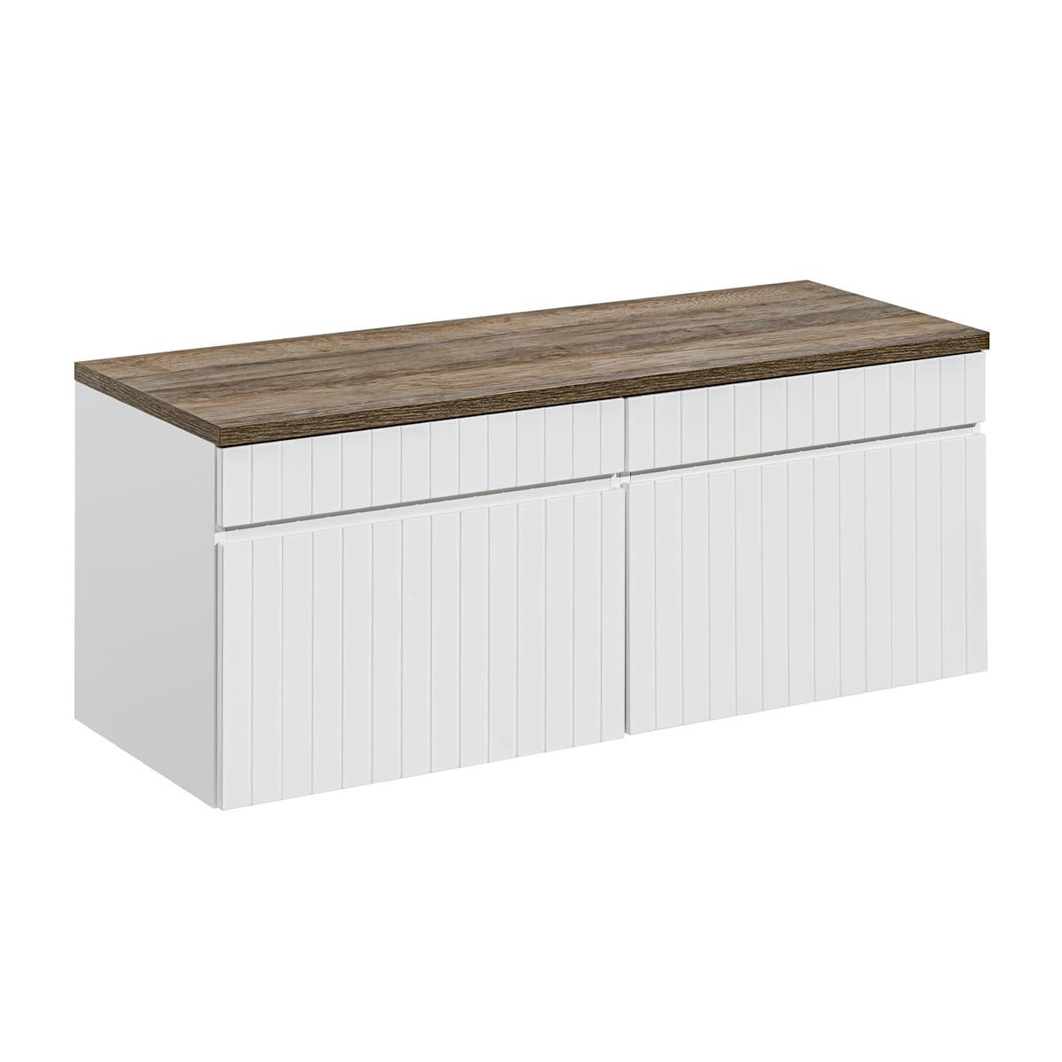 - Meuble sous-vasque 120cm plan de toilette blanc et naturel