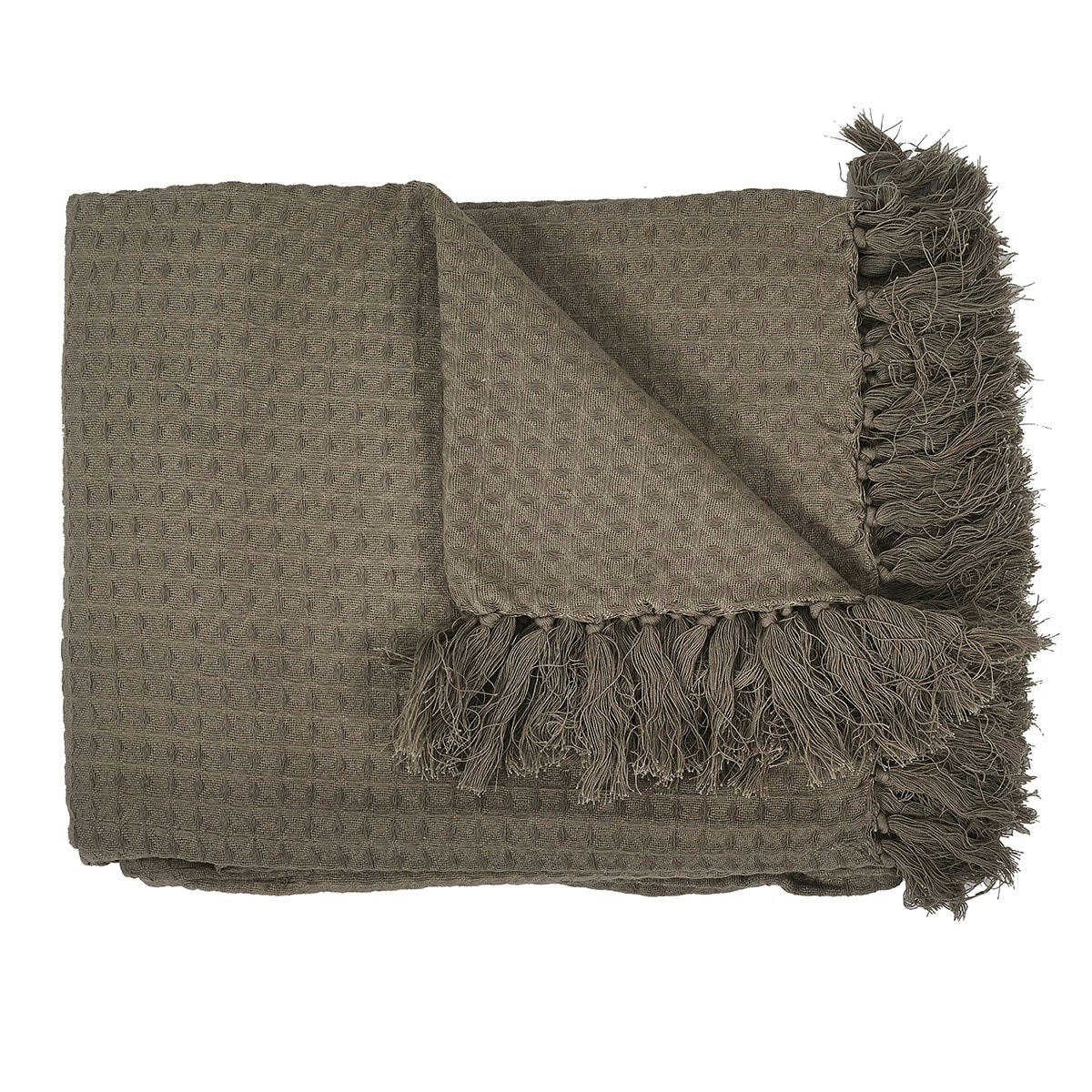 - Jeté de canapé gaufré taupe 170x250cm