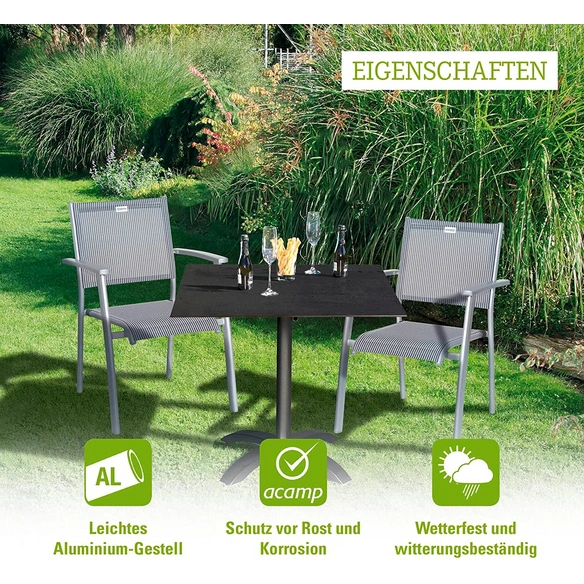 Tisch, quadratisch, LxB: 80x80 cm, anthrazit-cemento