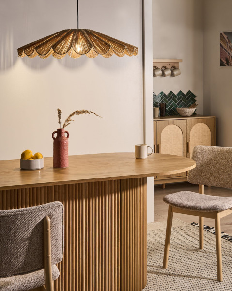 Wisząca lampa sufitowa pleciona ręcznie w stylu boho naturalna