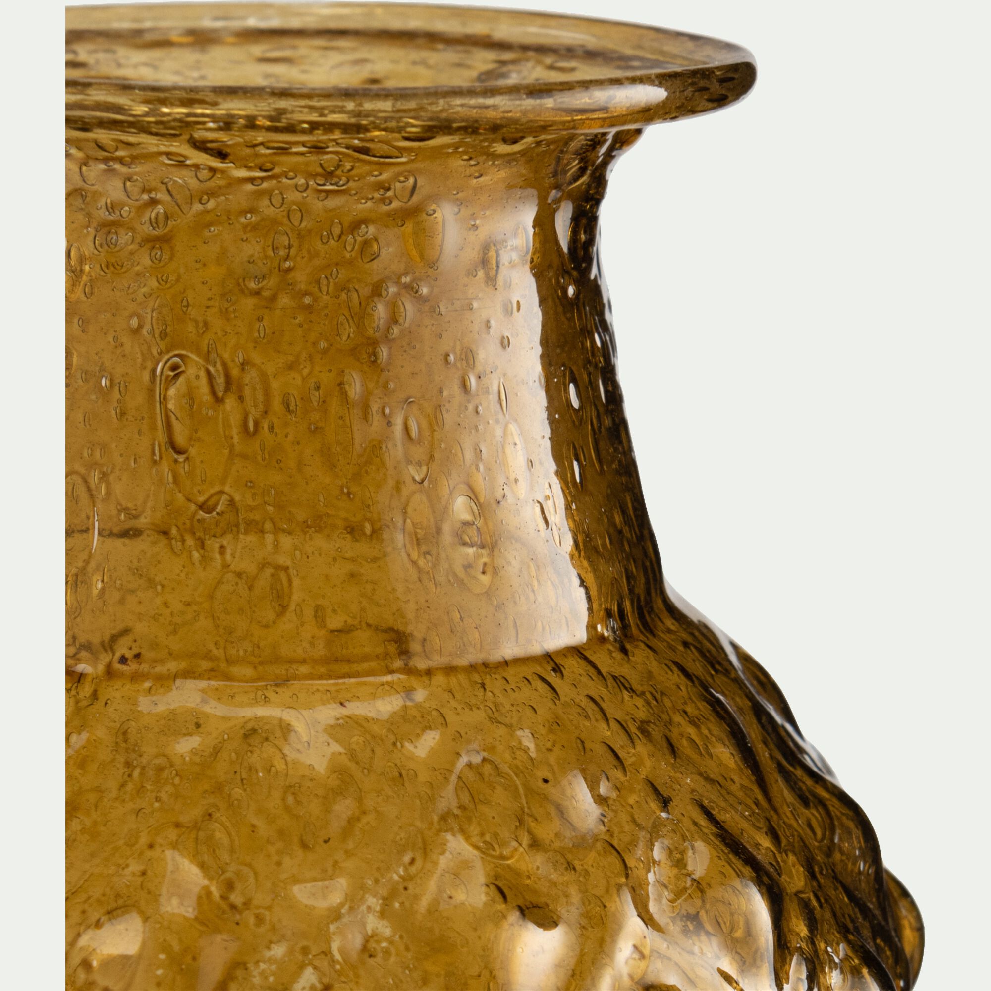 HEGRADE - Vase boule en verre bullé - jaune achilléa D10xH12cm