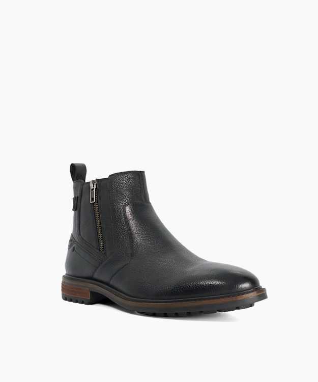 Scouter Black - Leather Zip-Detail Ankle Boots