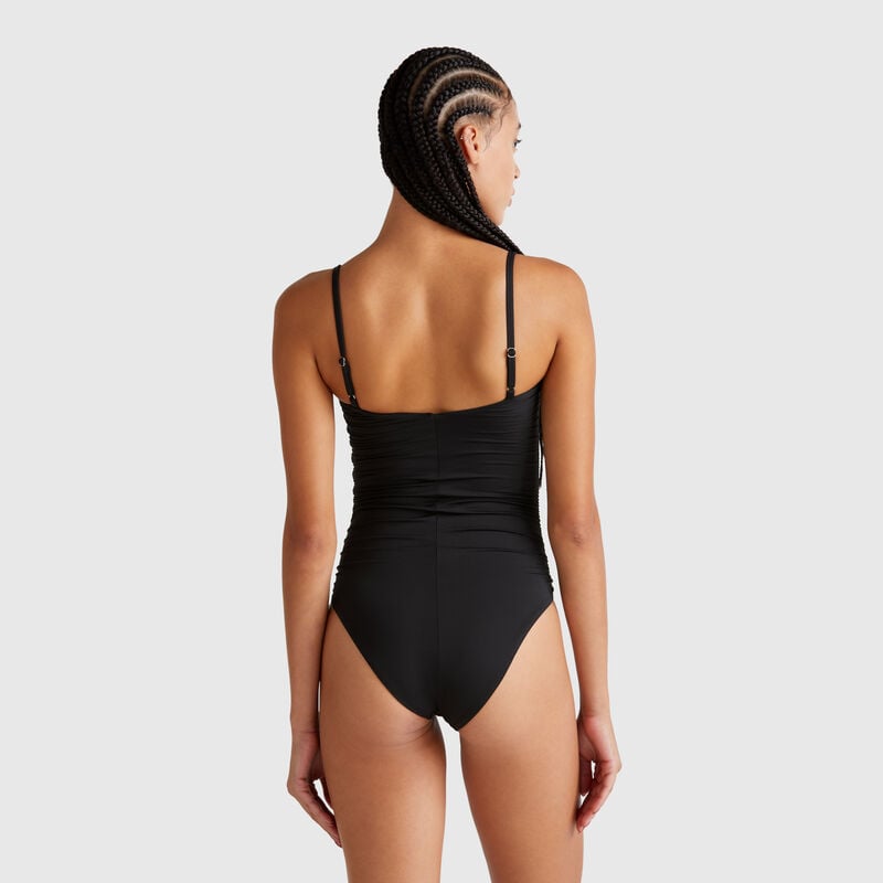 One-piece swimsuit with draping