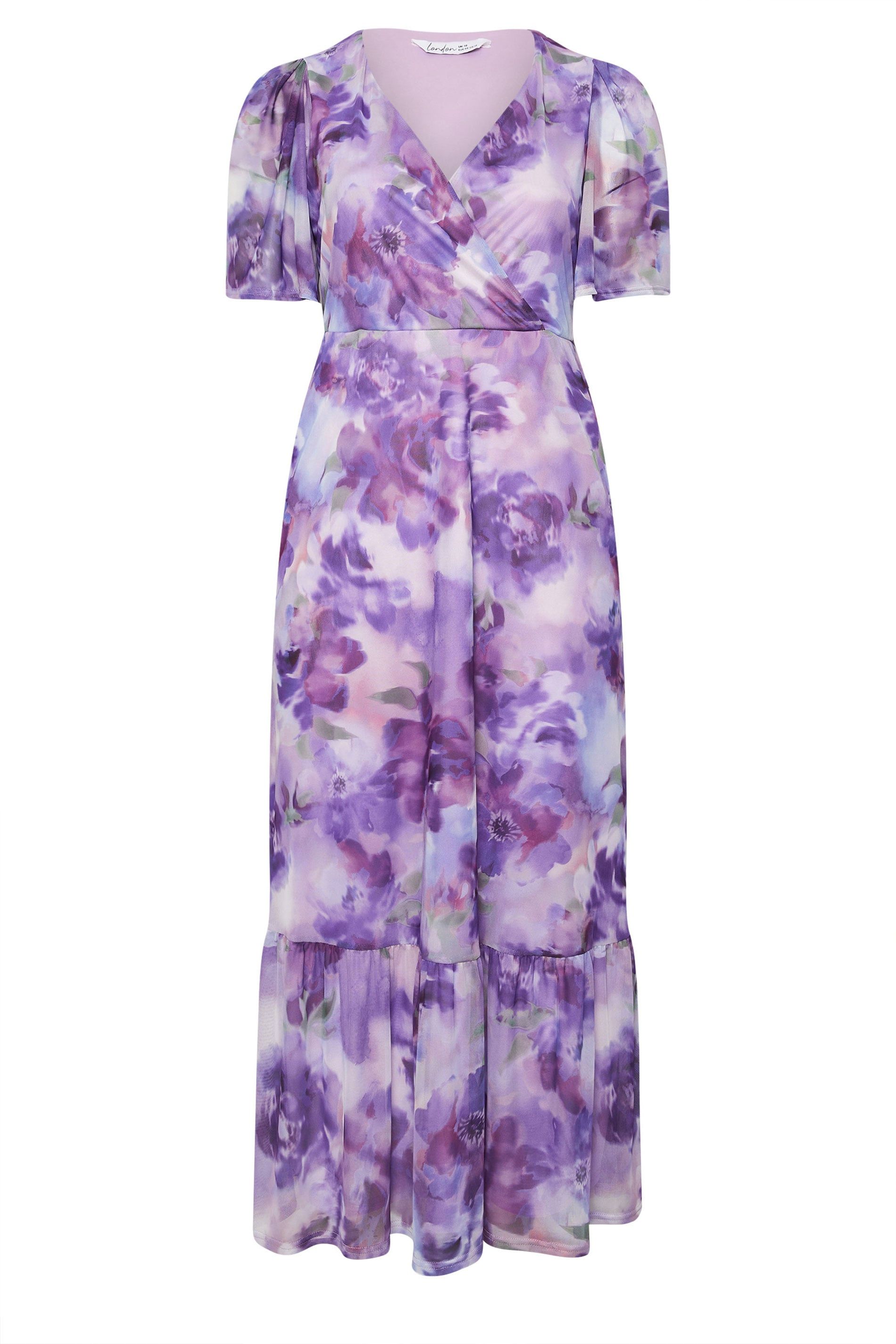Yours Floral Wrap Ruffle Hem Dress