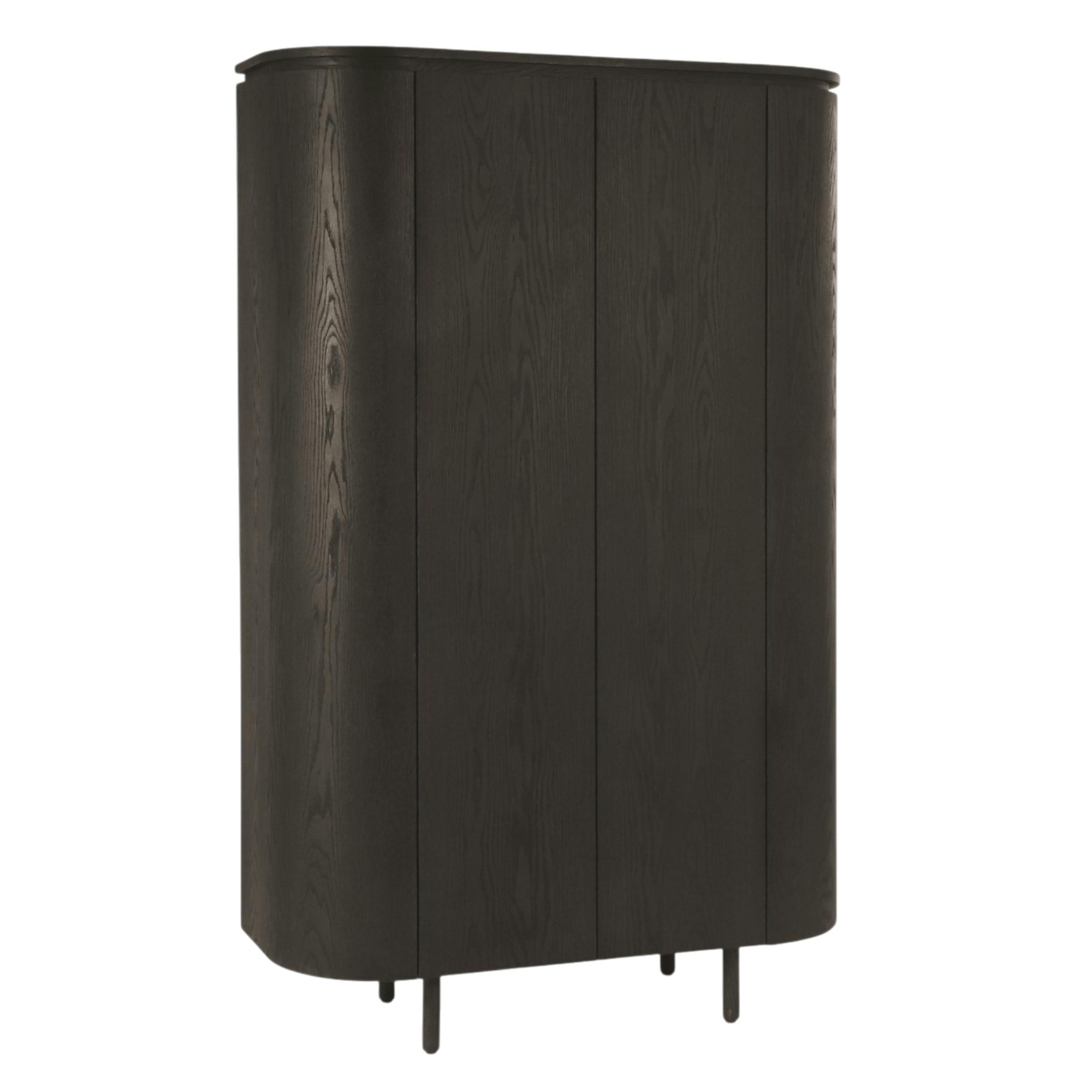 Buffet haut design en chêne brun 2 portes LOREN