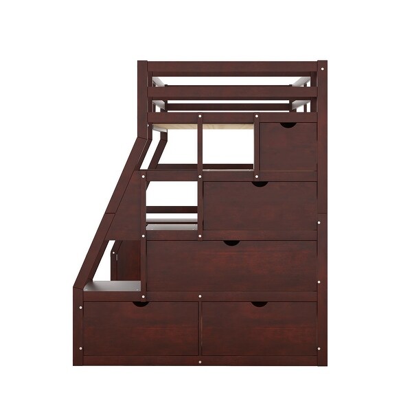 Twin Size Loft Bed Built-in Desk, Multifunctional Loft Bed Wood Platform Bed Frame with 7 Drawers 2 Shelves for Kids Teens