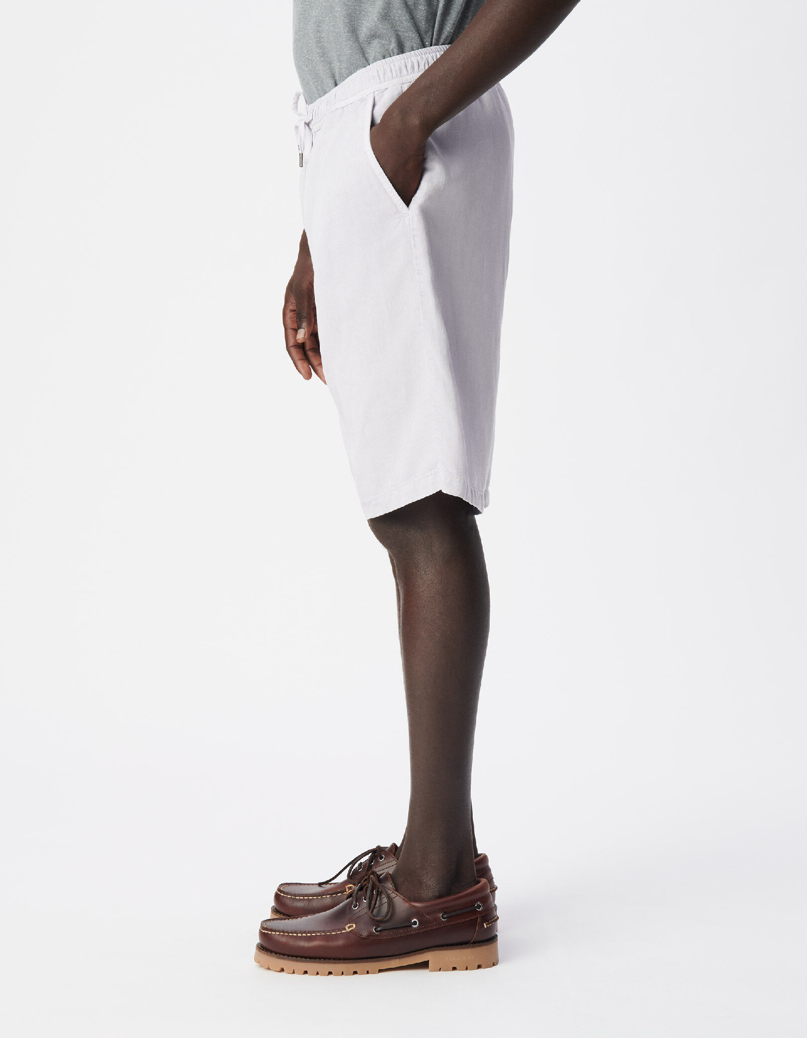 Bermuda beige Lyocell® et lin Homme
