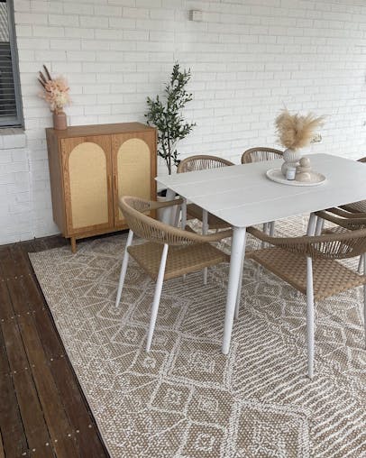 Ullah Brown and Ivory Tribal Flatweave Indoor Outdoor Rug