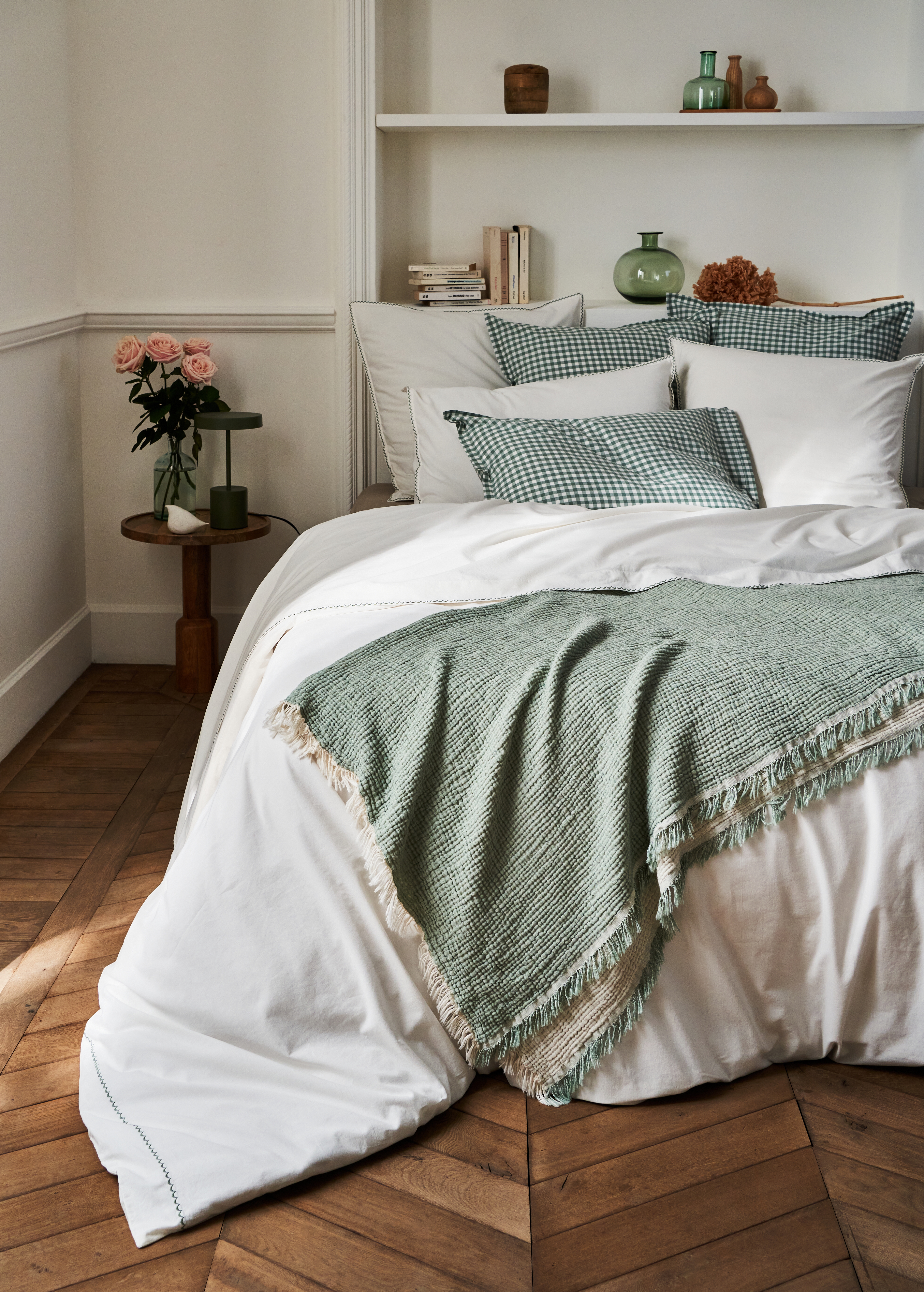 HOUSSE DE COUETTE EN COTON LAVÉ ÉCRU / KAKI