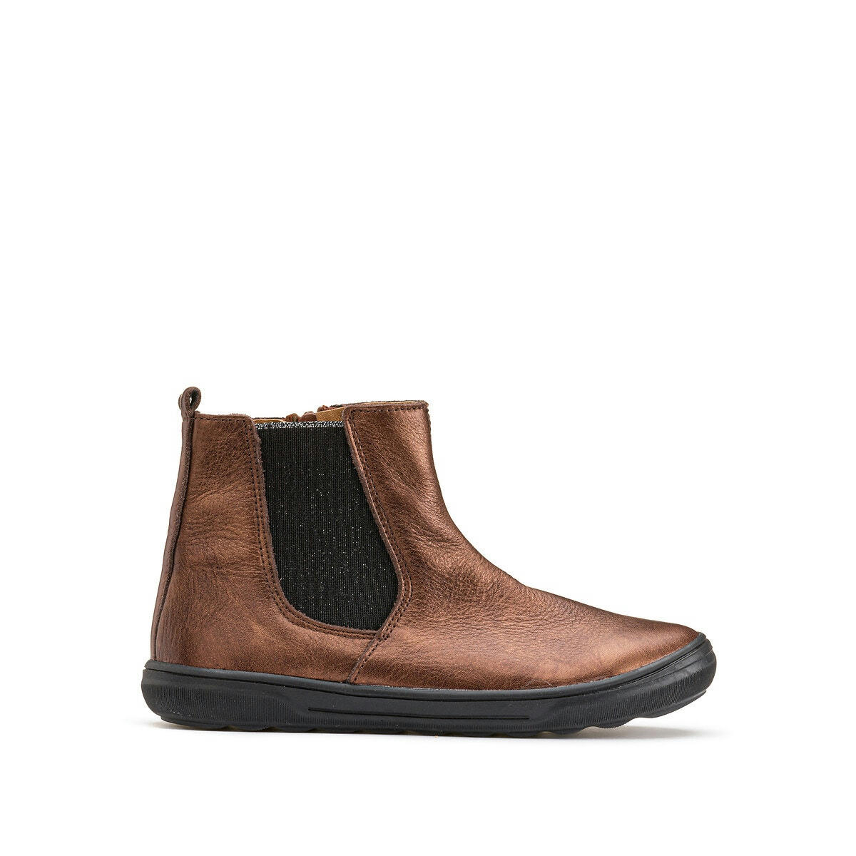 Bottines zippées en cuir effet métallisé