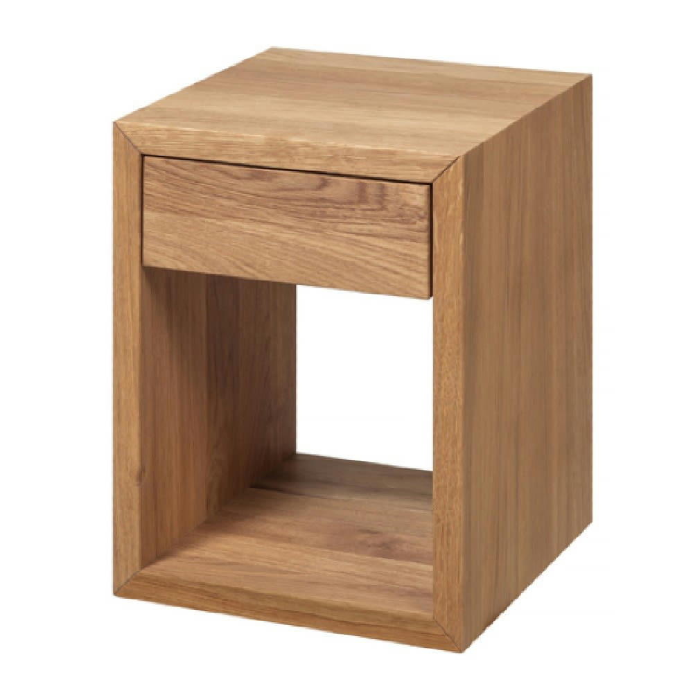WOODY - Table de chevet Hugo avec tiroir, chêne non traité