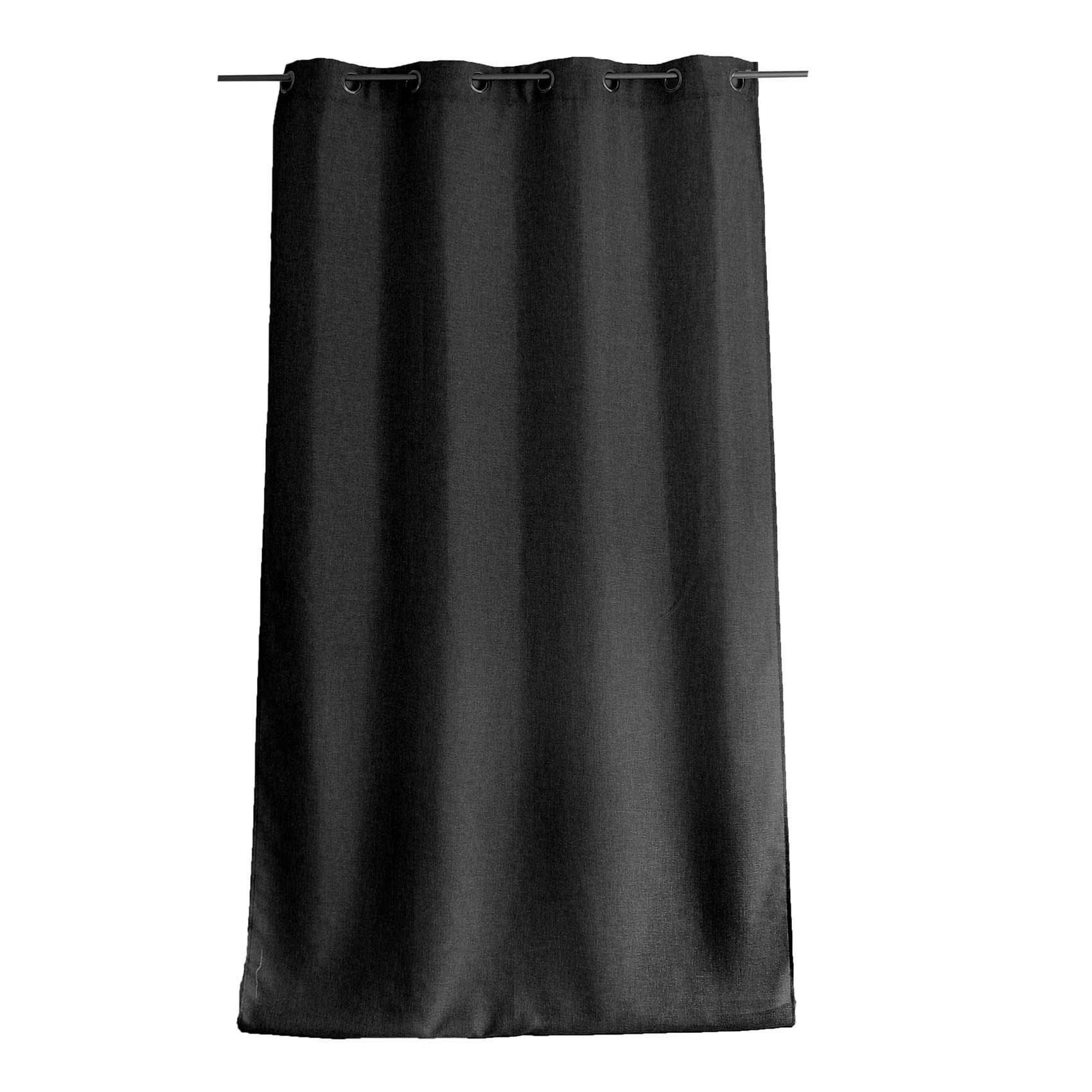 - Rideau uni avec œillets ronds polyester noir 140x260 cm