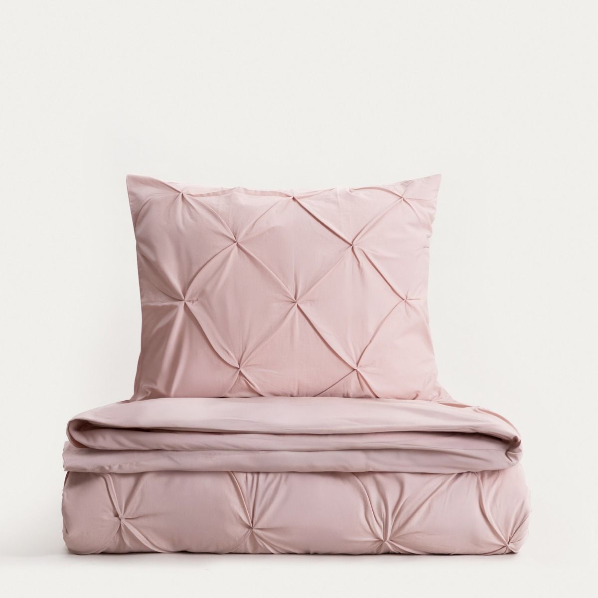 Pościel AUREA perkalowa różowa z domieszką lyocellu i ozdobnymi przeszyciami 220x200   2*50x60 cm