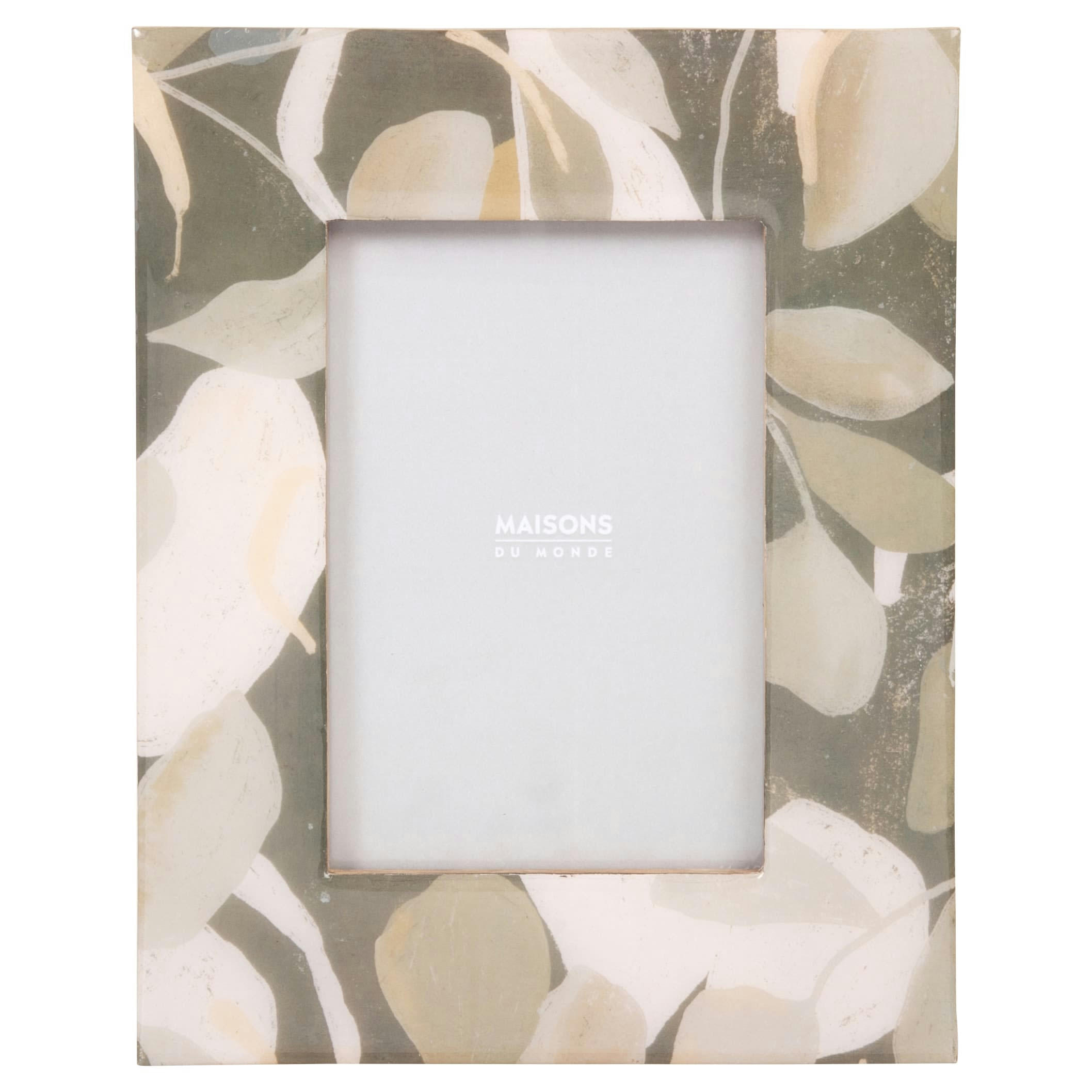 CLAUX - Cadre photo en résine verte, beige et jaune 10x15