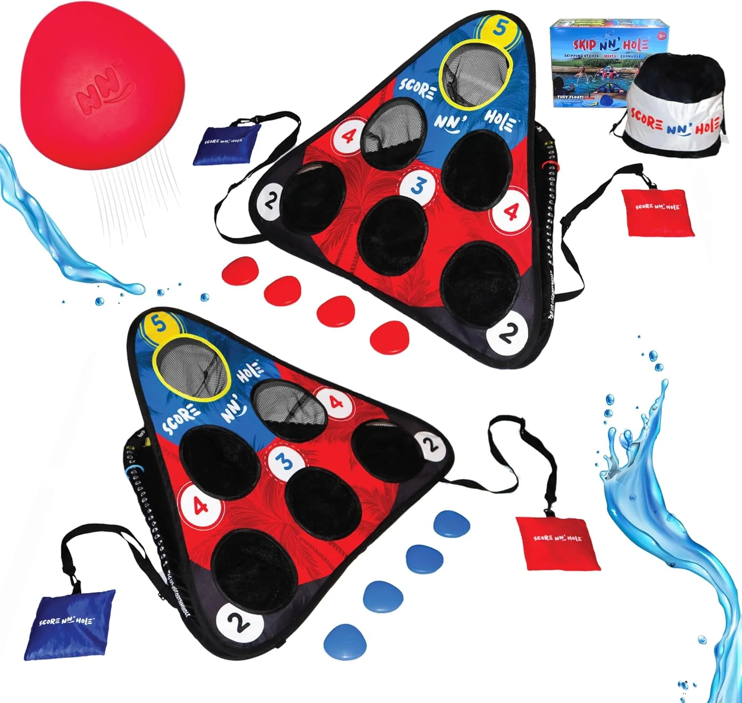 SKIP NN' HOLE Fun Pool Game for Adults and Family | Stonne Skipping Meets Swimming Pool Cornhole Game Floating | Fun For All Ages, Easy Setup, Well Made | Portable Water and Lake Toy |