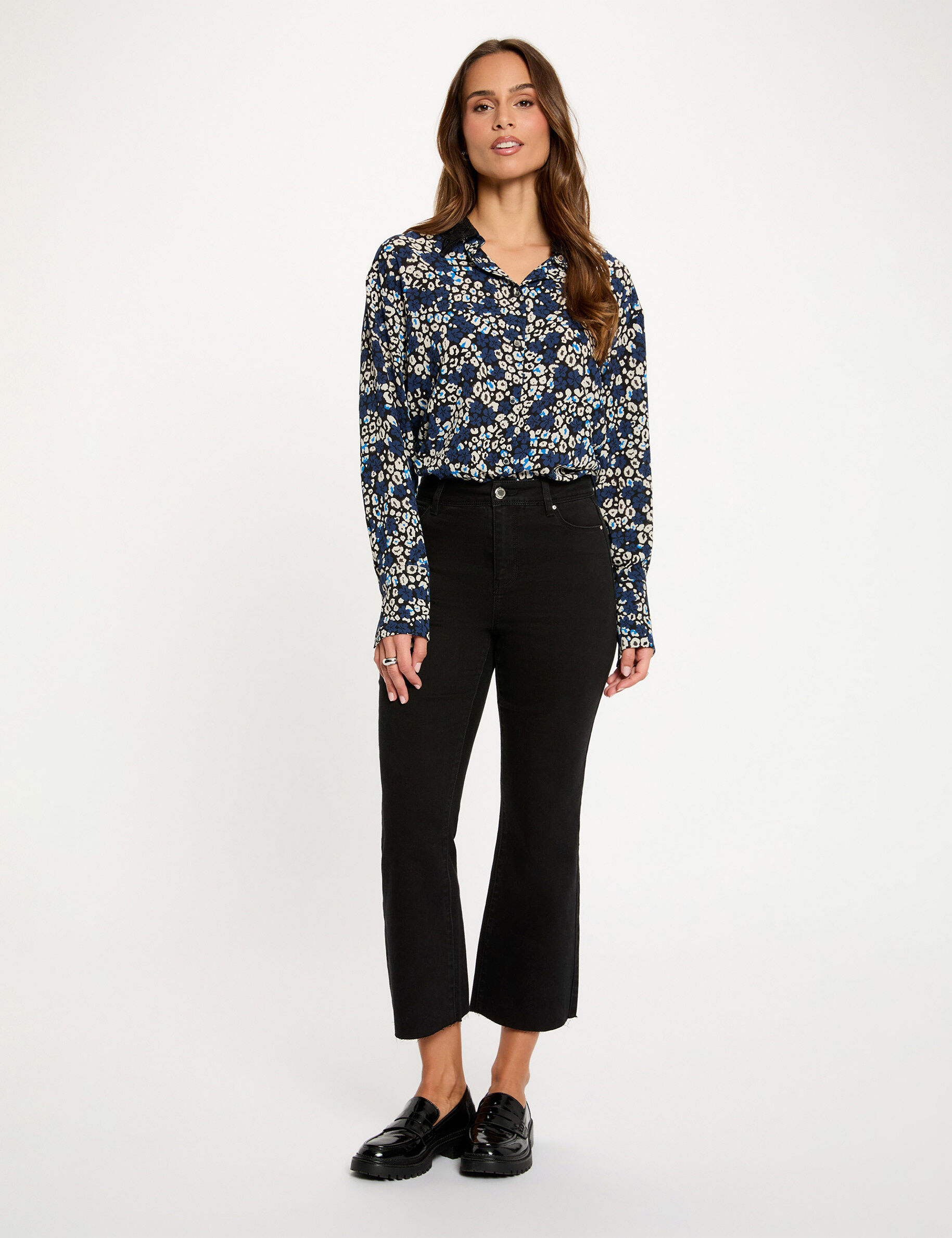 Cropped Flare Jeans Black Women