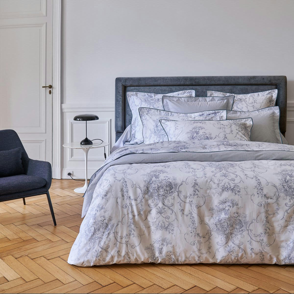 PROMISE - Housse de couette coton biologique bleu foncé 140x200 cm