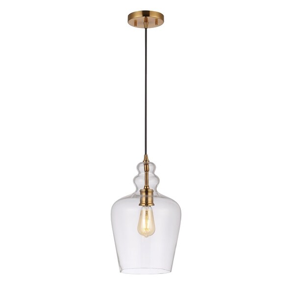 SAFAVIEH Lighting Catlen Glass LED Adjustable Pendant - 9" W x 9" L x 17-89" H