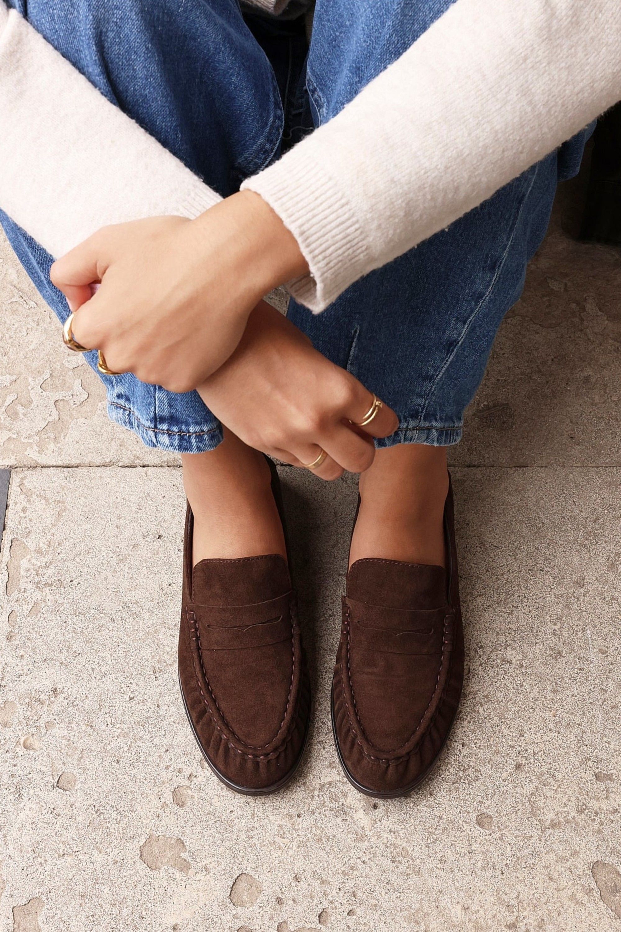 Linzi Belmont Brown Suede Leather Loafers