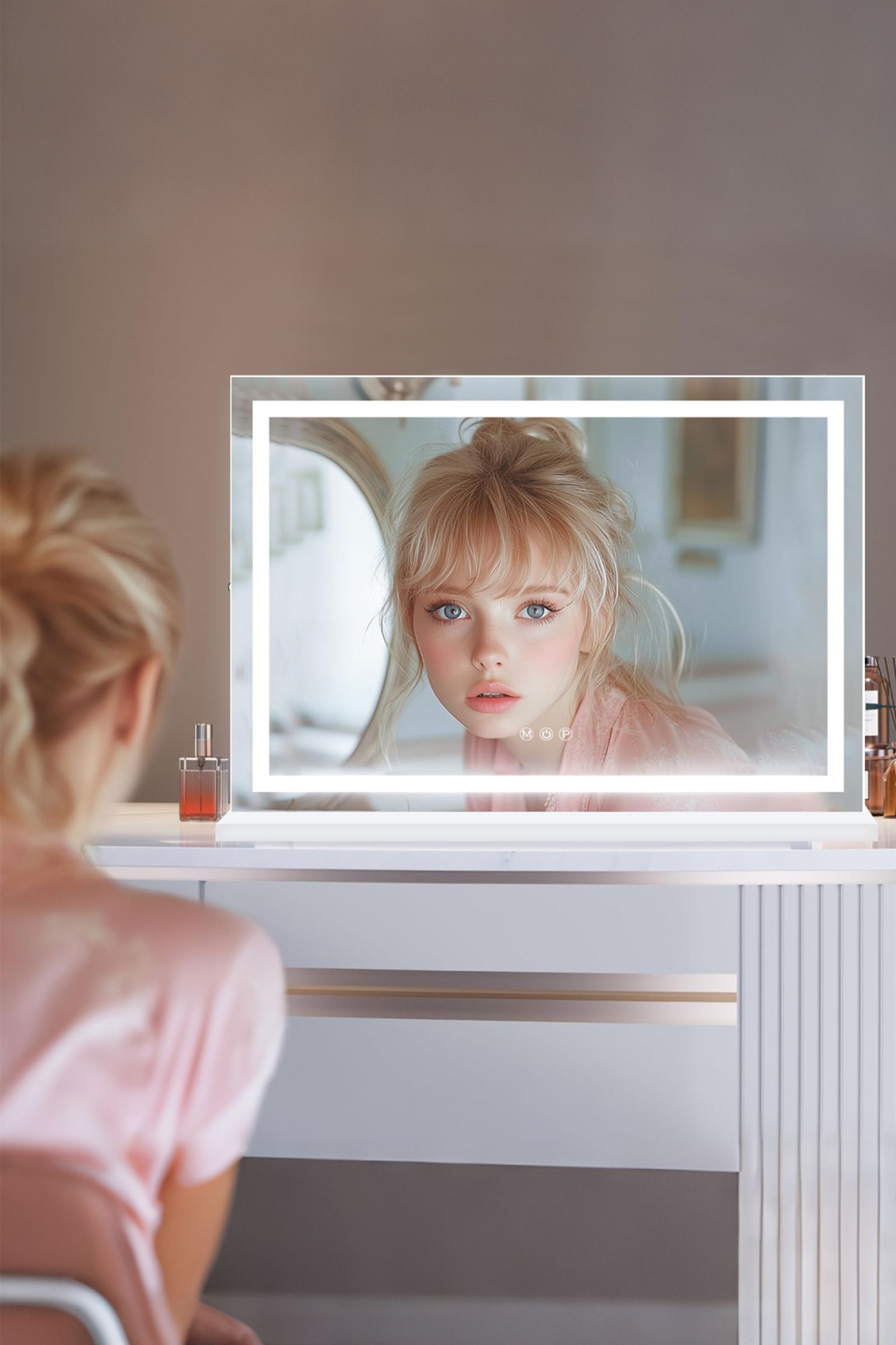INMTFEI Hollywood Vanity Mirror with 10X USB Charging & 3-Color Light 80*58CM