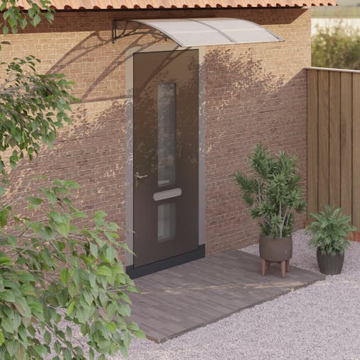 NNEVL Door Canopy Grey 150x100 cm Polycarbonate