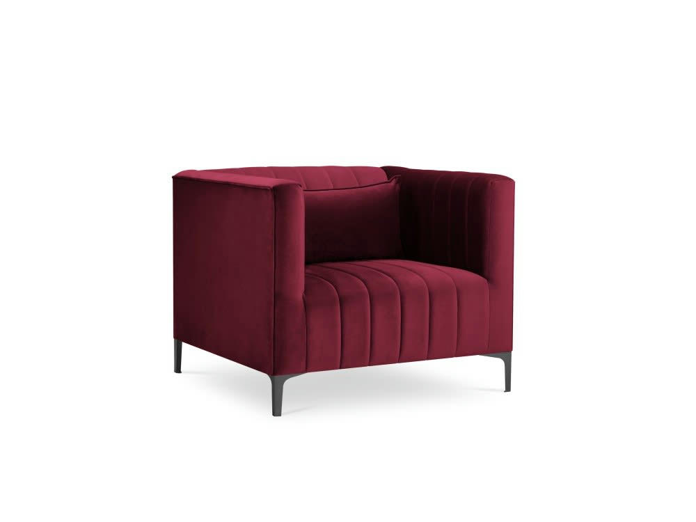 ANNITE - Fauteuil en velours rouge foncé