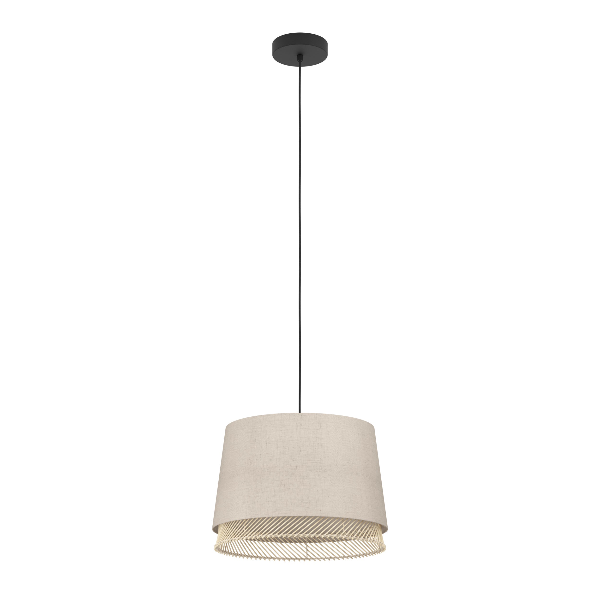 EGLO hanglamp Tabley - e27 - ø 38 cm - natuur/bruin/zwart - textiel