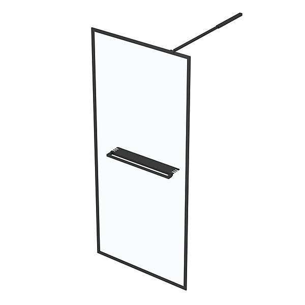 Paroi de douche à l'italienne avec porte-serviettes H.200 x l.90 cm, ép. 6 mm, profilé noir, Galedo Edge
