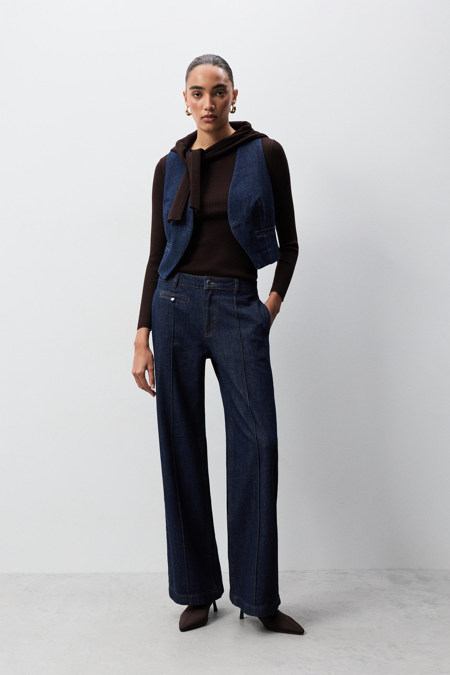 Jeans wide leg nervio índigo