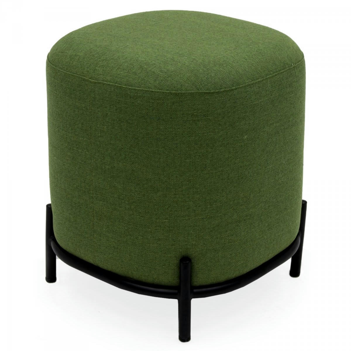 FOLIO - Pouf rond en tissu pieds métal vert