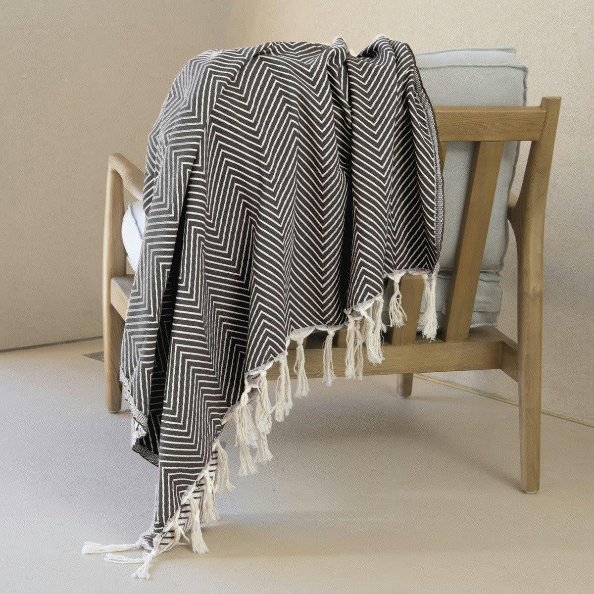 AMSTERDAM - Plaid coton  160x250 noir