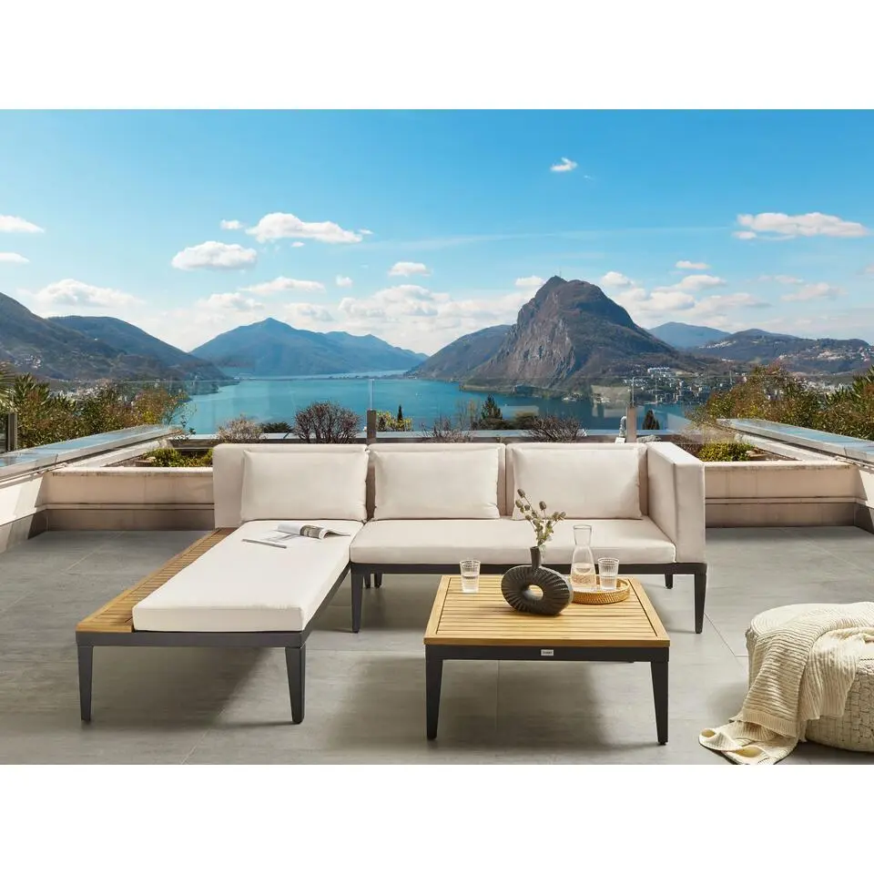 BRACCIANO - Loungeset 3-zits - Lichtbeige - Gecertificeerd acaciahout