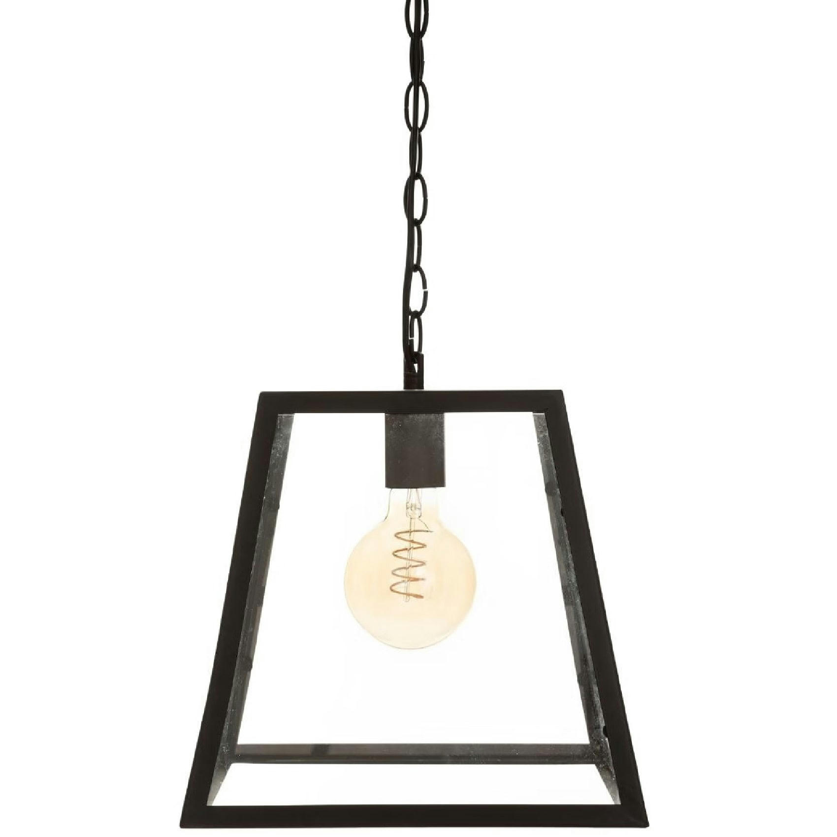 - Suspension en métal et verre métal/verre noir Diam.30xL.31 cm