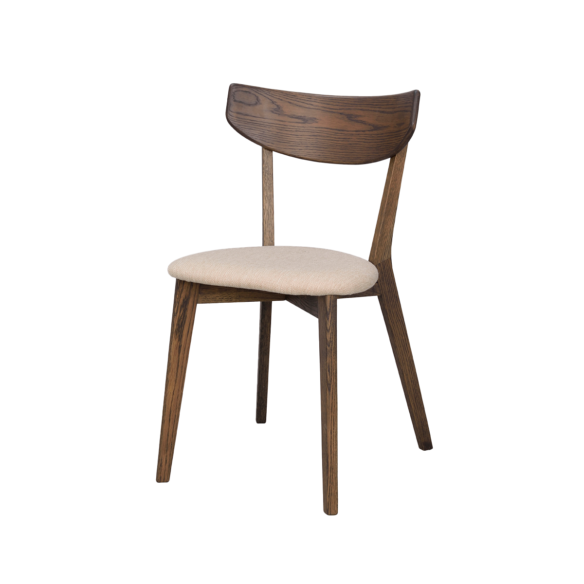 Rowico Home Ami Houten Eetkamerstoel Donker Eiken - Beige Zitkussen