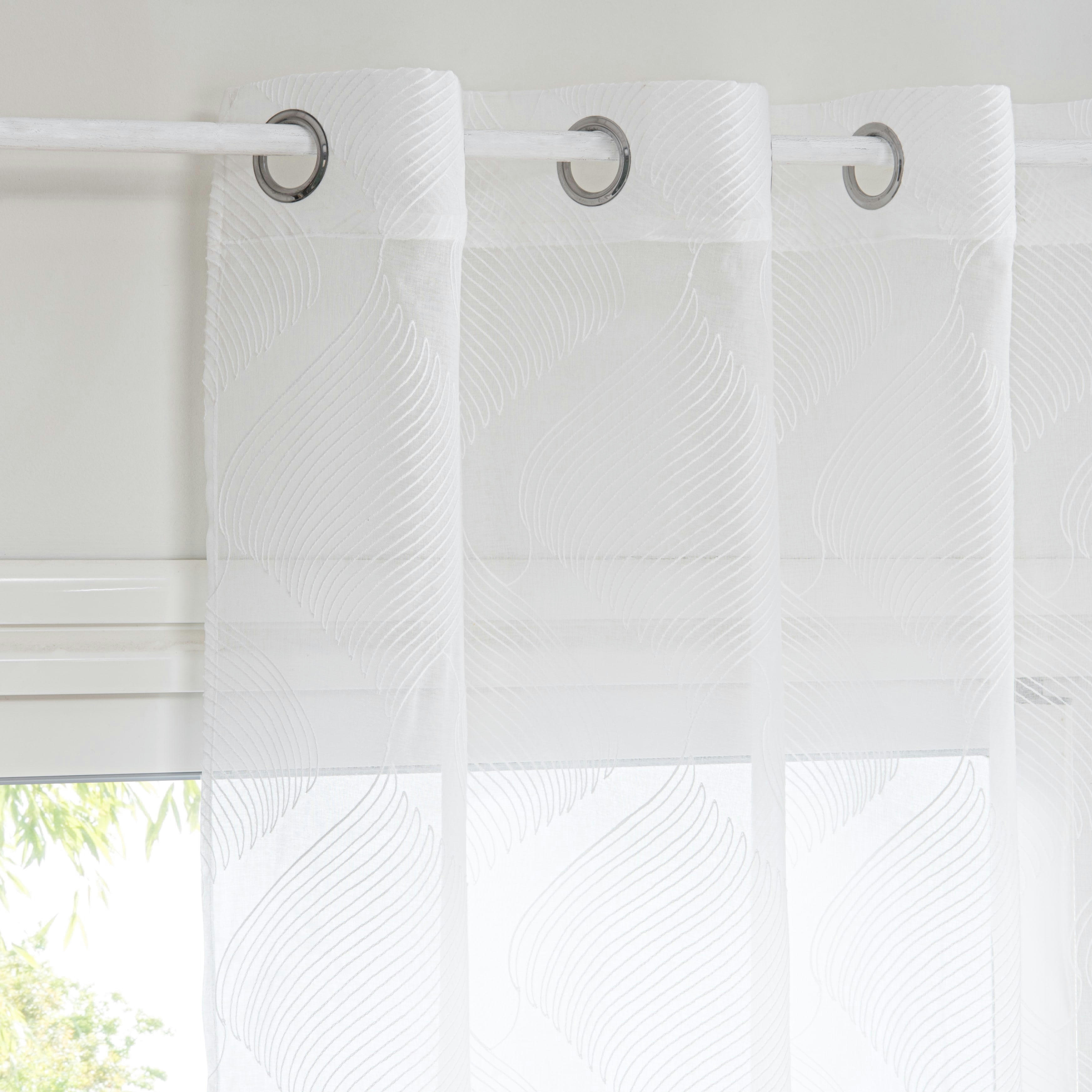- Rideau voilage à œillets beige à motifs à l'unité 140x250