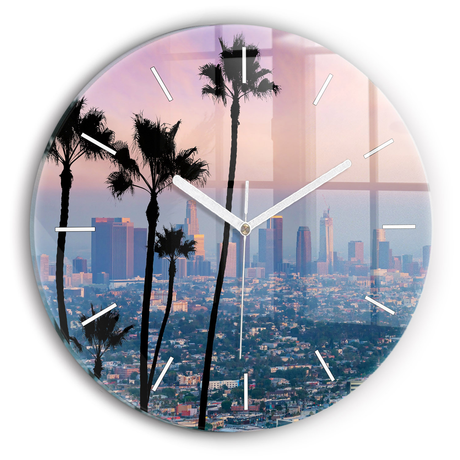Zegar ścienny dekoracyjny cichy Zachód słońca Los Angeles