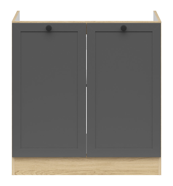 Szafka kuchenna pod zlewozmywakJunona Line 80 cm z 2 drzwiami dąb bernstein/grafit