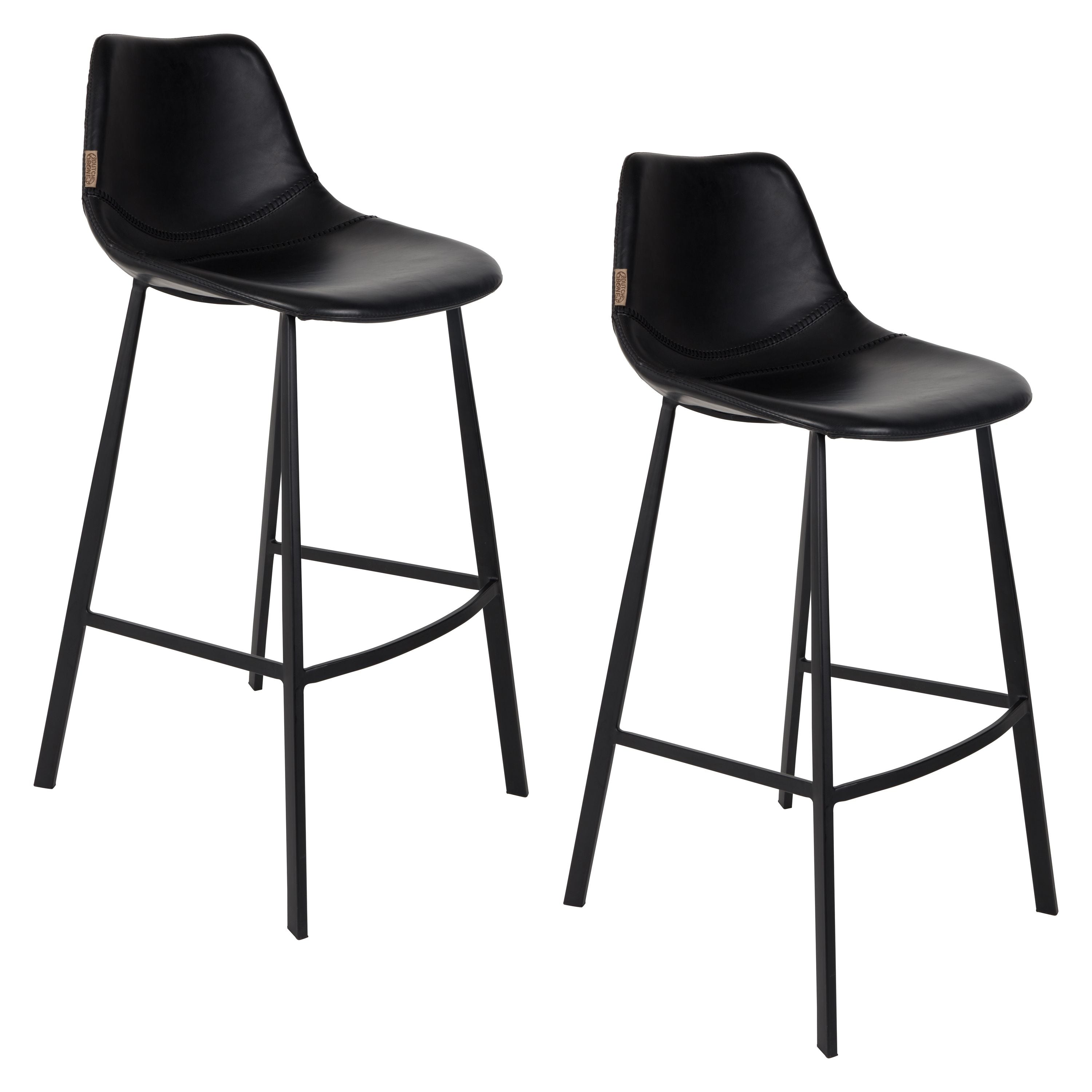 Dutchbone Franky Barkrukken rugleuning 80 cm Zwart - Set van 2