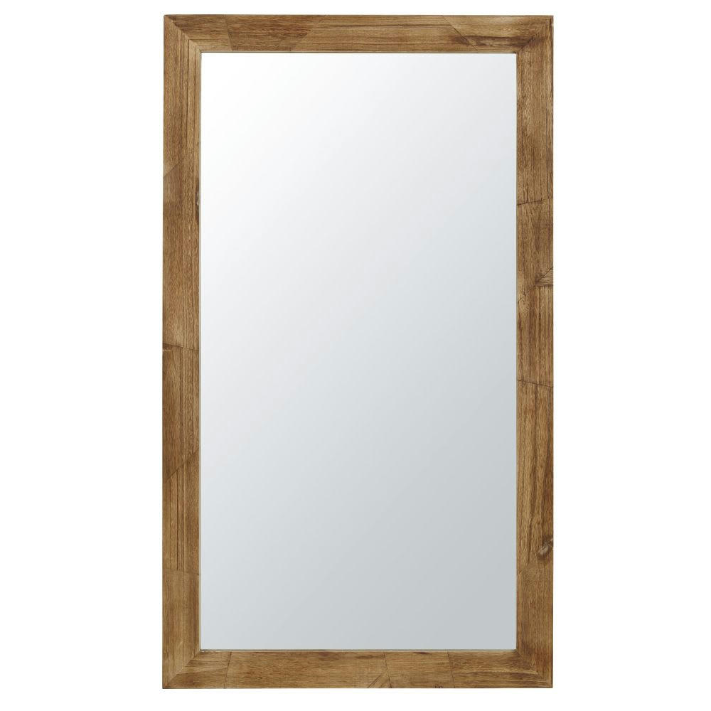 TANZANIA - Grand miroir rectangulaire en bois de paulownia clair 105x181
